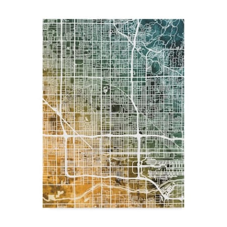Trademark Fine Art Michael Tompsett 'Phoenix Arizona City Map Teal Orange' Canvas Art, 14x19 MT02272-C1419GG